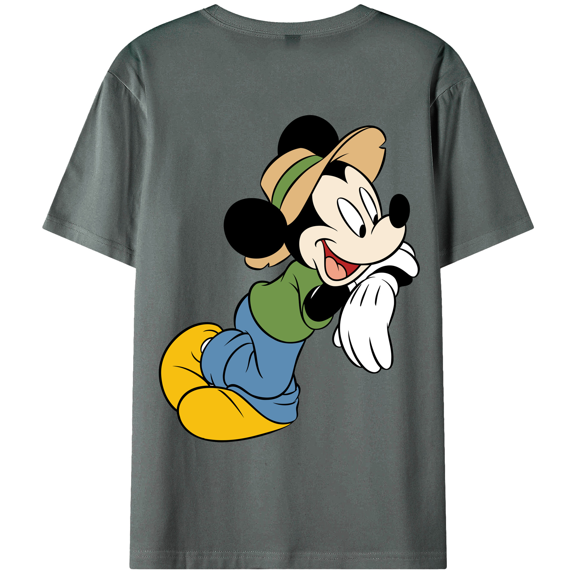 ミッキーマウス Mickey Mouse 綿100％ メンズ半袖Tシャツ（バックプリント） 通気性